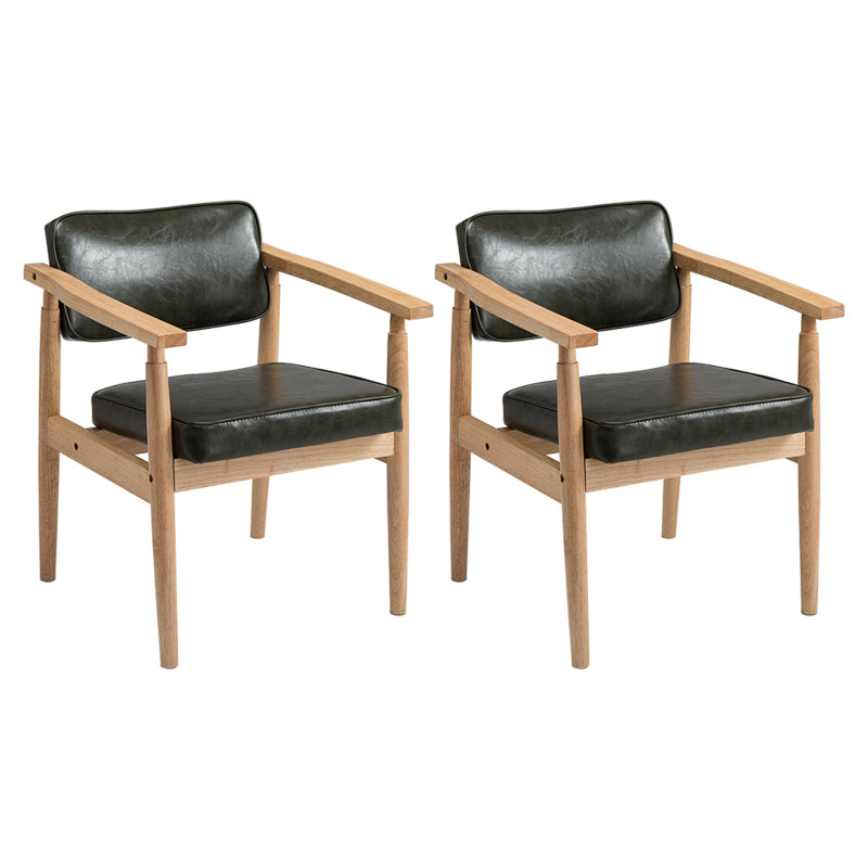Country Style Dining Arm Chairs Open Back Leather Upholstered Armchair