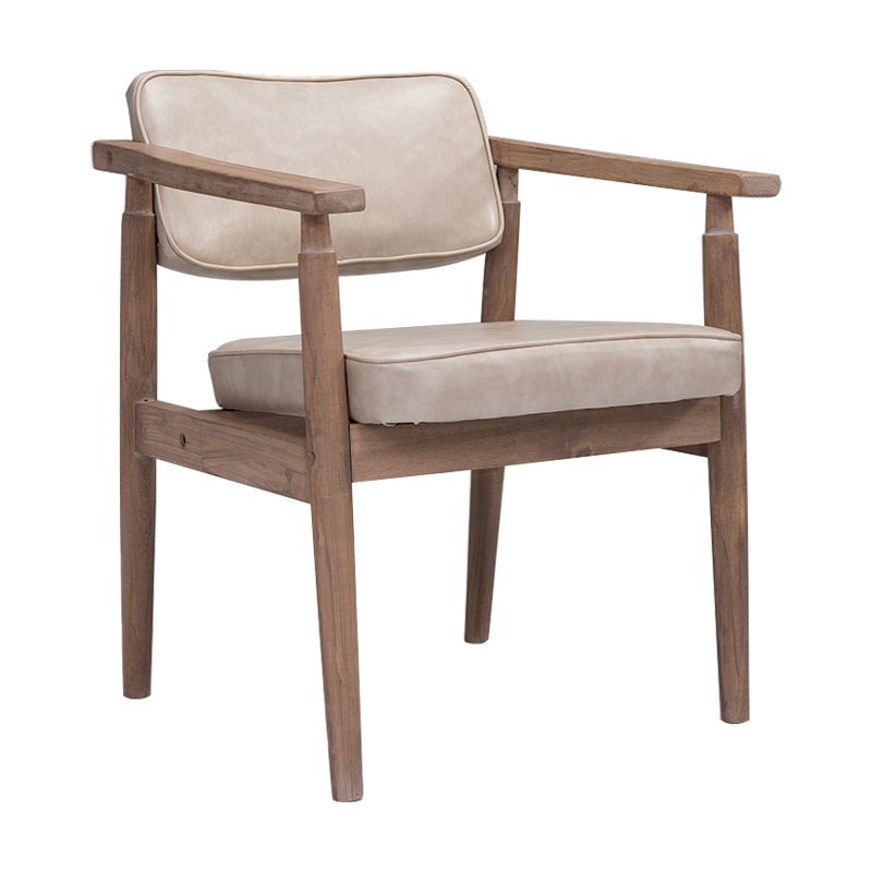 Country Style Dining Arm Chairs Open Back Leather Upholstered Armchair
