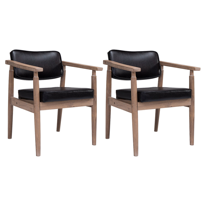Country Style Dining Arm Chairs Open Back Leather Upholstered Armchair