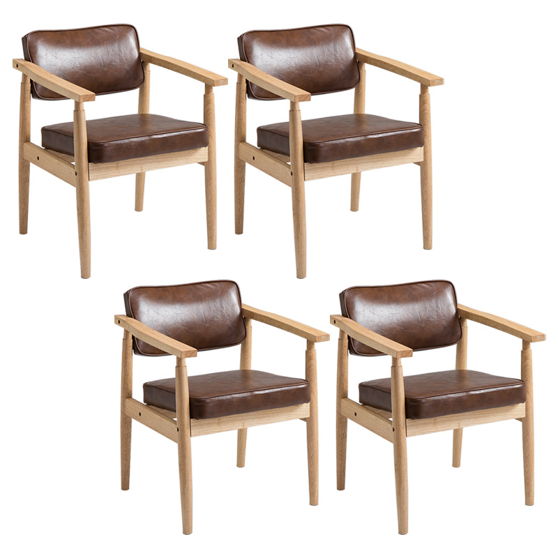 Country Style Dining Arm Chairs Open Back Leather Upholstered Armchair