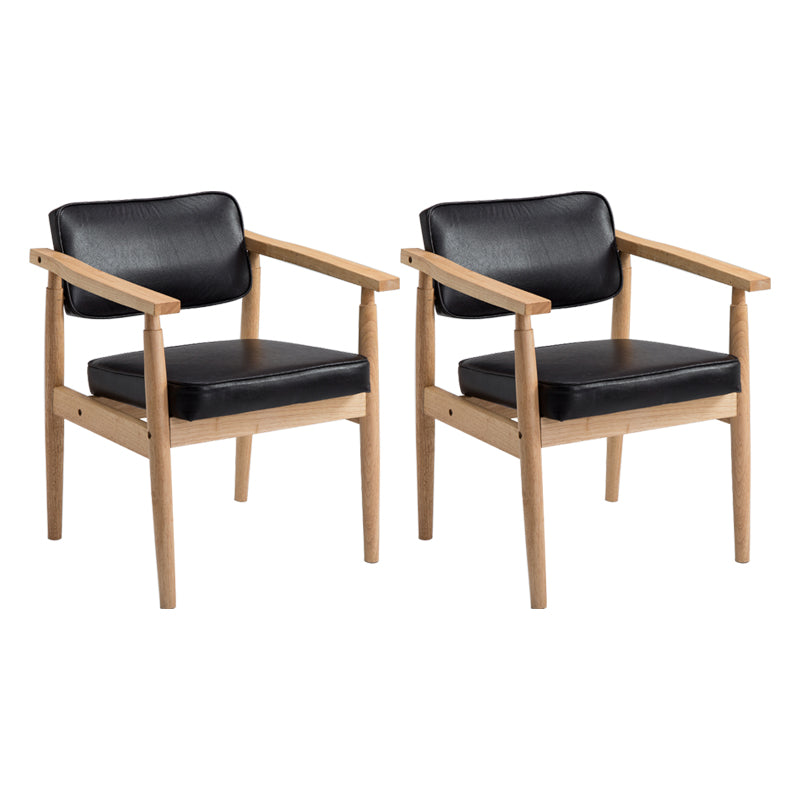 Country Style Dining Arm Chairs Open Back Leather Upholstered Armchair