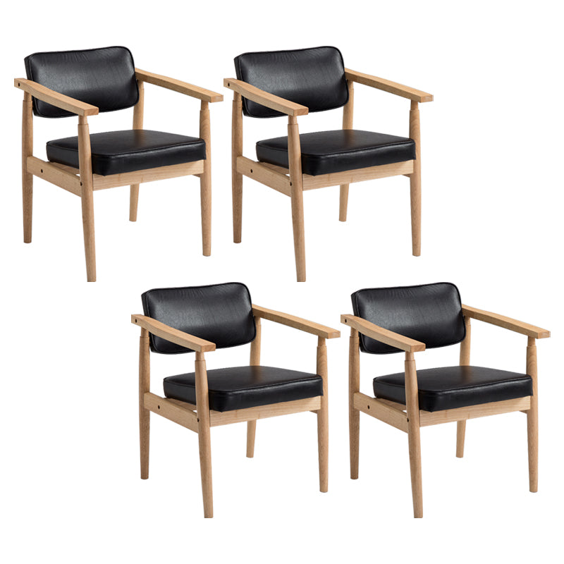 Country Style Dining Arm Chairs Open Back Leather Upholstered Armchair