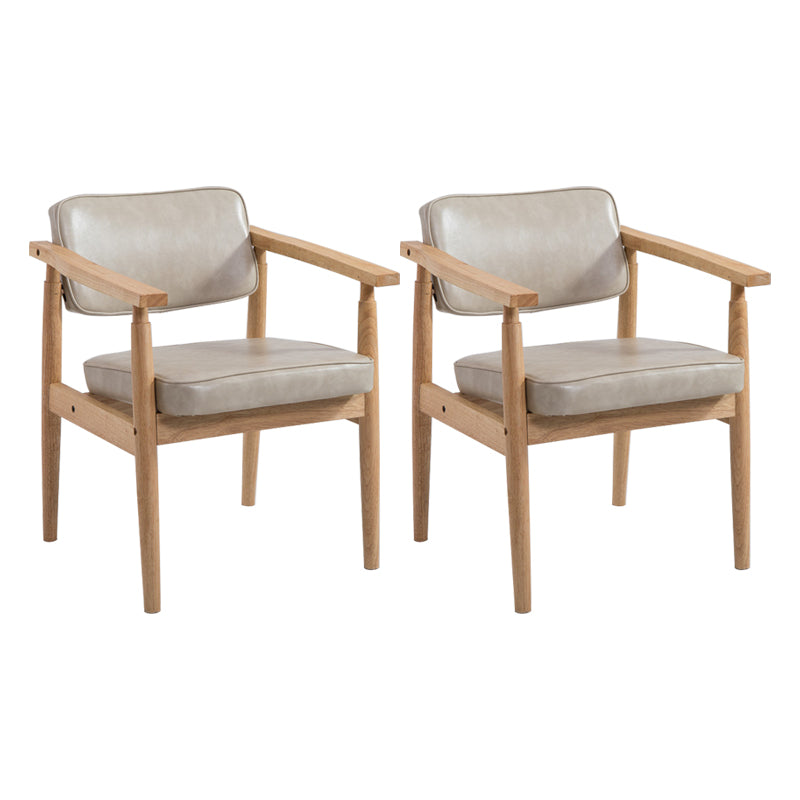 Country Style Dining Arm Chairs Open Back Leather Upholstered Armchair