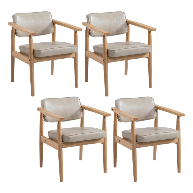 Country Style Dining Arm Chairs Open Back Leather Upholstered Armchair