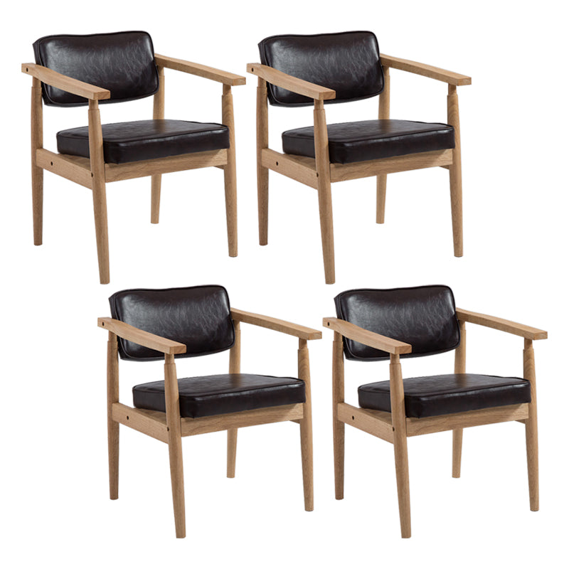 Country Style Dining Arm Chairs Open Back Leather Upholstered Armchair