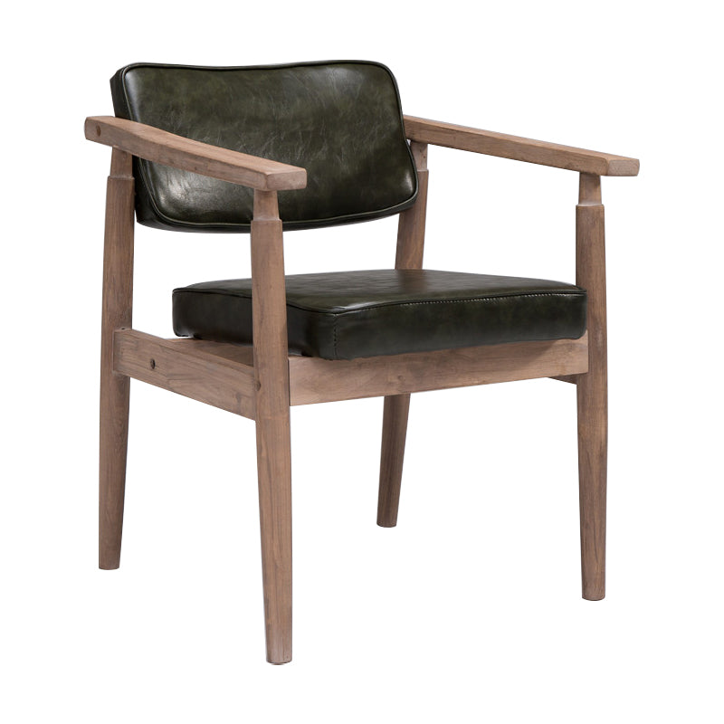 Country Style Dining Arm Chairs Open Back Leather Upholstered Armchair
