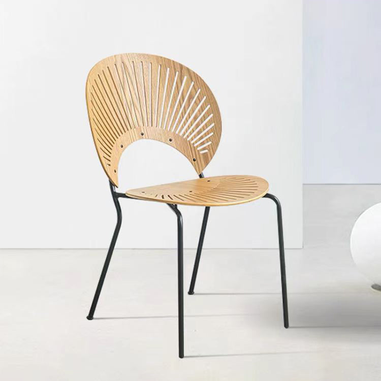 Scandinavian Style Open Back Dining Side Chair with Metal Legs Armless Side Chairs for Home