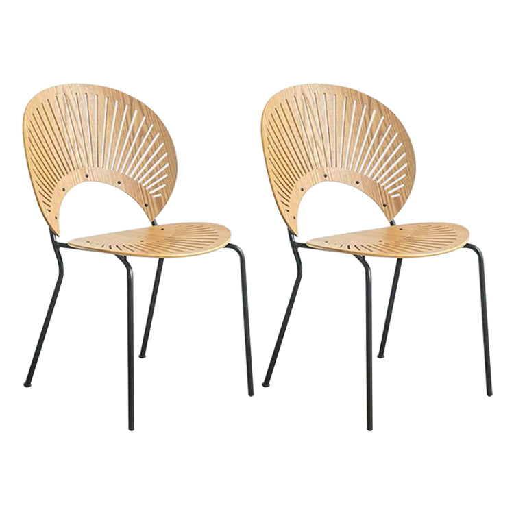 Scandinavian Style Open Back Dining Side Chair with Metal Legs Armless Side Chairs for Home