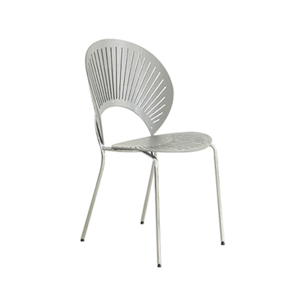 Scandinavian Style Open Back Dining Side Chair with Metal Legs Armless Side Chairs for Home