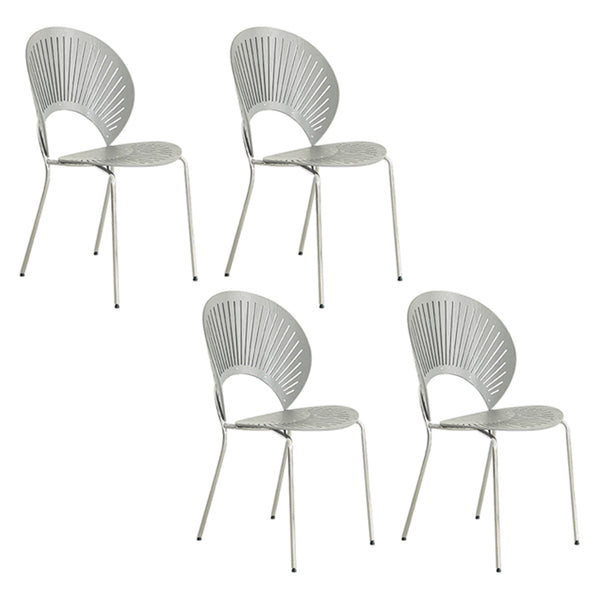 Scandinavian Style Open Back Dining Side Chair with Metal Legs Armless Side Chairs for Home
