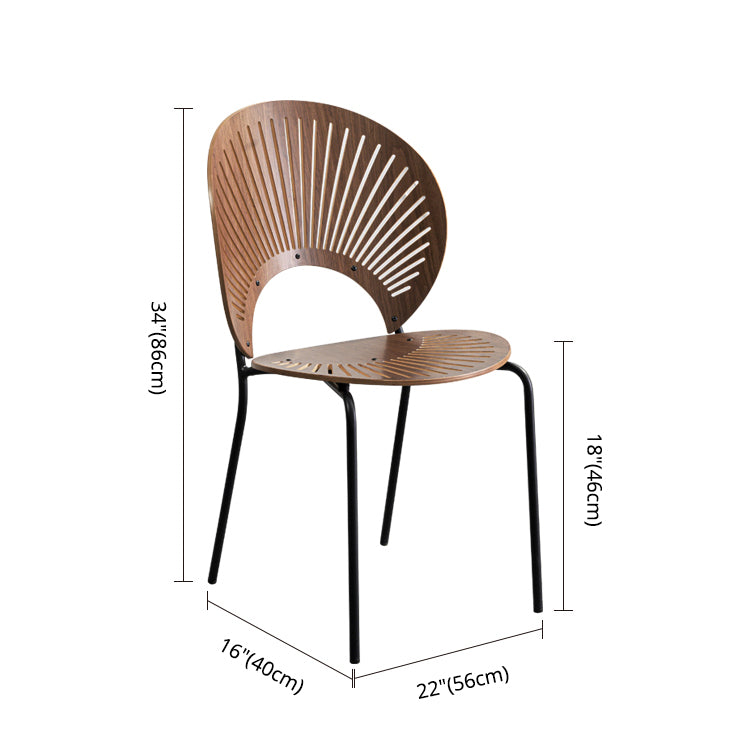 Scandinavian Style Open Back Dining Side Chair with Metal Legs Armless Side Chairs for Home