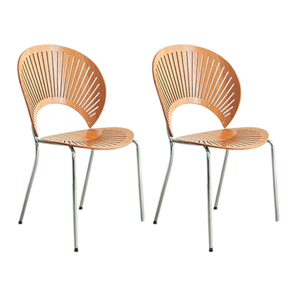 Scandinavian Style Open Back Dining Side Chair with Metal Legs Armless Side Chairs for Home