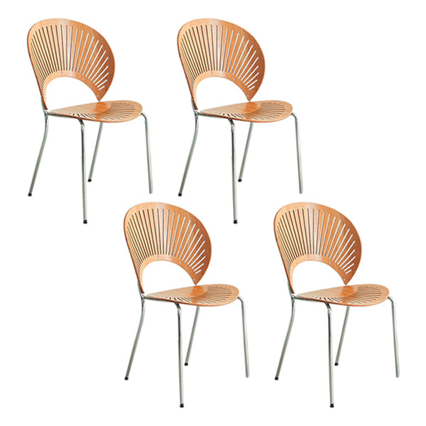 Scandinavian Style Open Back Dining Side Chair with Metal Legs Armless Side Chairs for Home