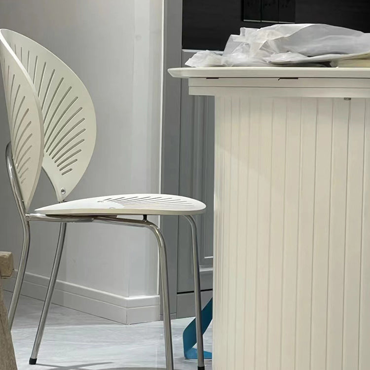Scandinavian Style Open Back Dining Side Chair with Metal Legs Armless Side Chairs for Home