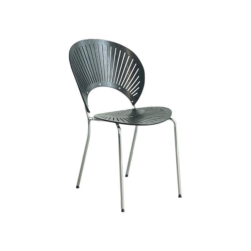 Scandinavian Style Open Back Dining Side Chair with Metal Legs Armless Side Chairs for Home