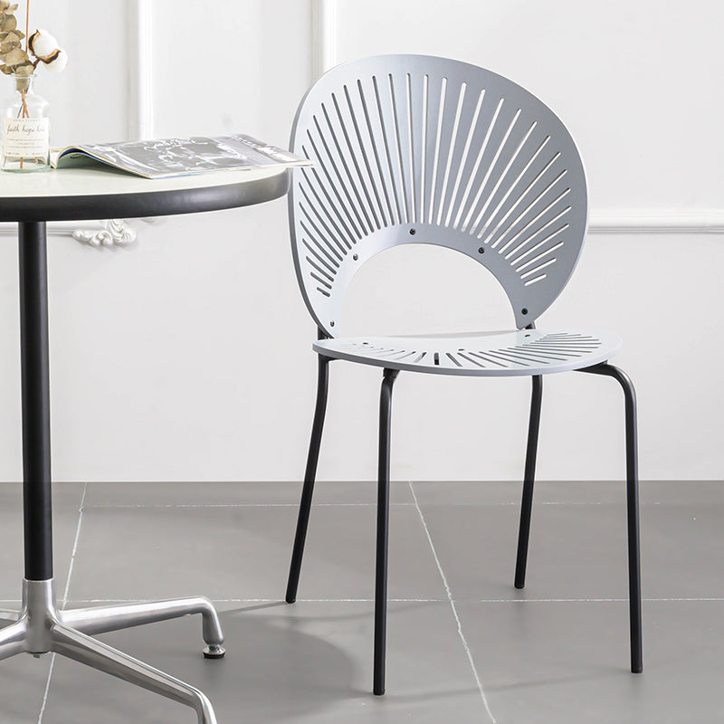 Scandinavian Style Open Back Dining Side Chair with Metal Legs Armless Side Chairs for Home