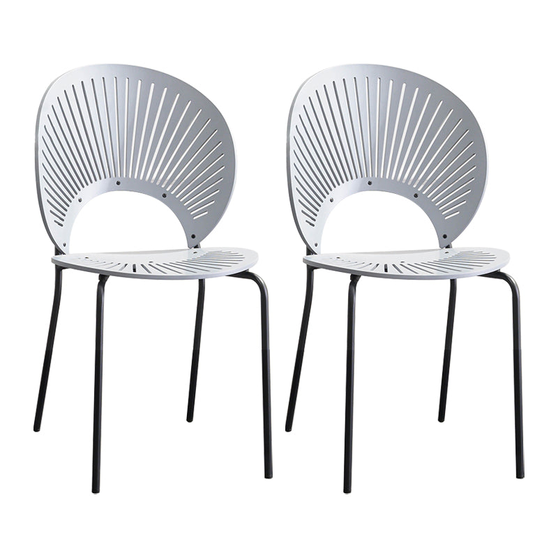 Scandinavian Style Open Back Dining Side Chair with Metal Legs Armless Side Chairs for Home
