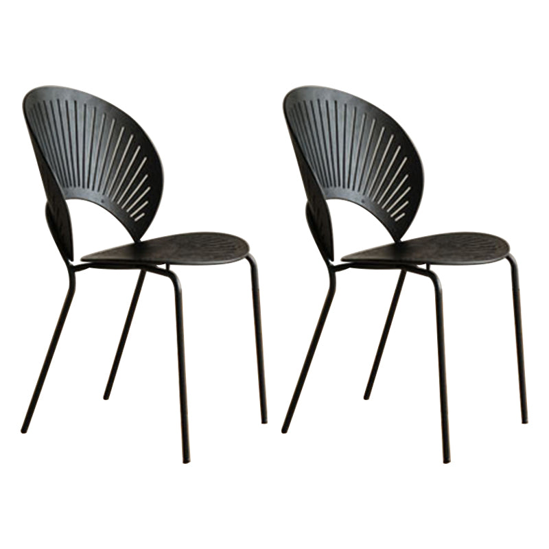 Scandinavian Style Open Back Dining Side Chair with Metal Legs Armless Side Chairs for Home