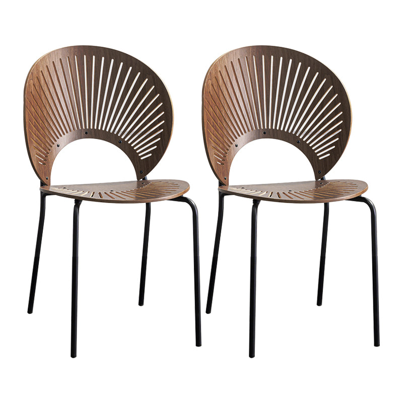 Scandinavian Style Open Back Dining Side Chair with Metal Legs Armless Side Chairs for Home