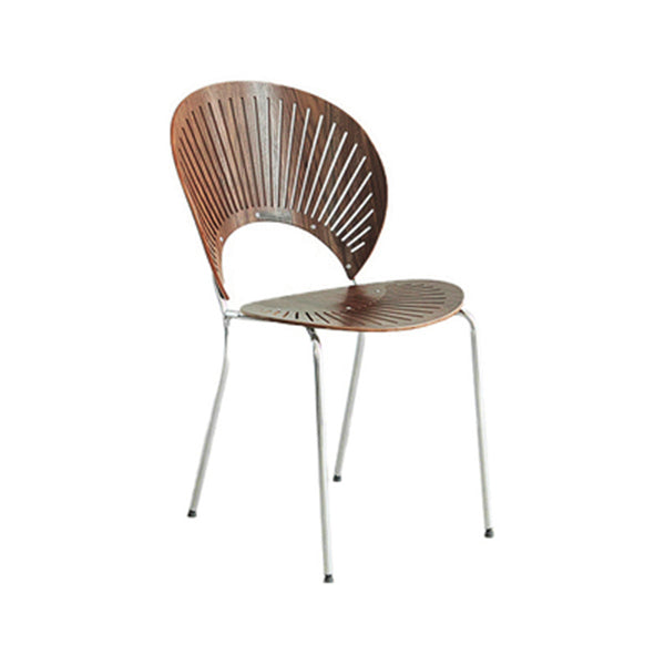 Scandinavian Style Open Back Dining Side Chair with Metal Legs Armless Side Chairs for Home