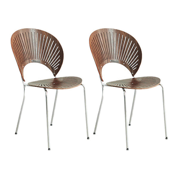 Scandinavian Style Open Back Dining Side Chair with Metal Legs Armless Side Chairs for Home