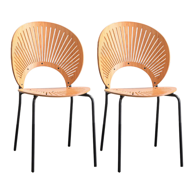 Scandinavian Style Open Back Dining Side Chair with Metal Legs Armless Side Chairs for Home