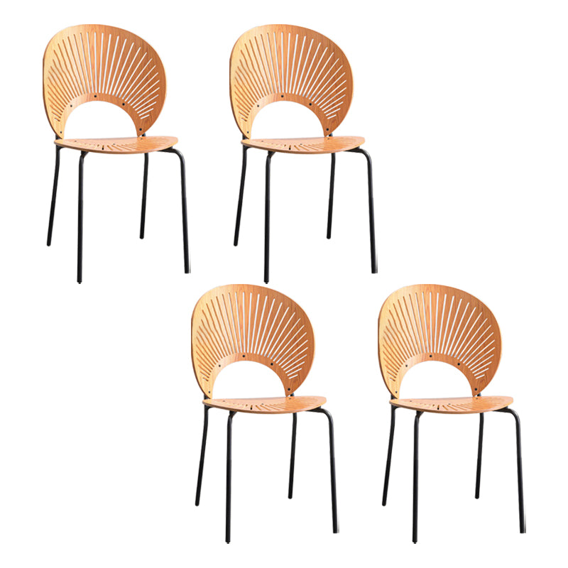 Scandinavian Style Open Back Dining Side Chair with Metal Legs Armless Side Chairs for Home