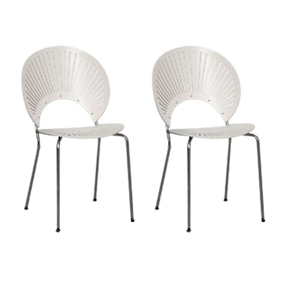 Scandinavian Style Open Back Dining Side Chair with Metal Legs Armless Side Chairs for Home