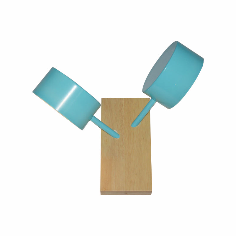 Double Drum Shade Wall Mounted Light Contemporary Metal 2 Bulbs Black/White/Blue Wall Lighting Fixture for Kitchen