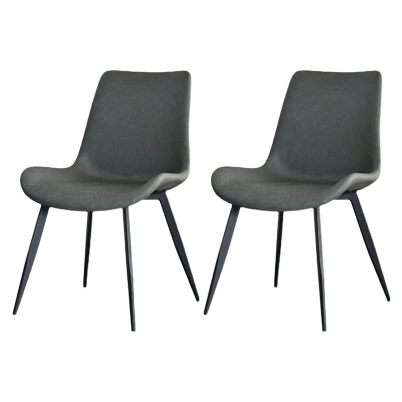 Chaises de salle à manger en simili cuir style contemporain avec 4 pieds finition noire, chaises sans accoudoirs