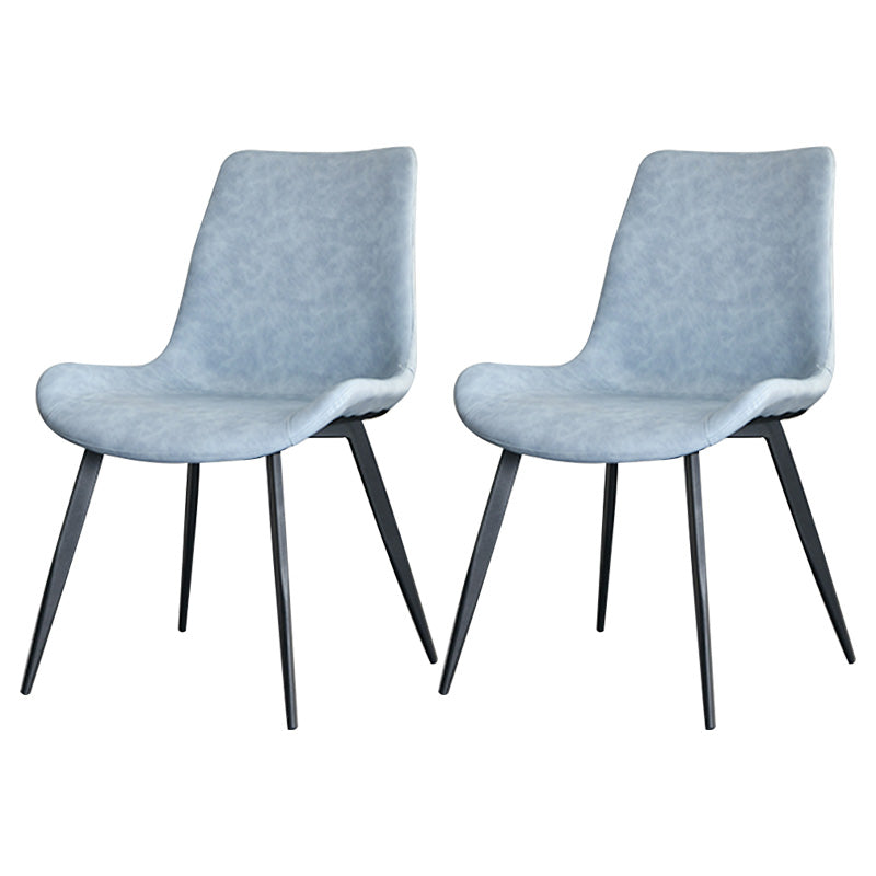 Chaises de salle à manger en simili cuir style contemporain avec 4 pieds finition noire, chaises sans accoudoirs