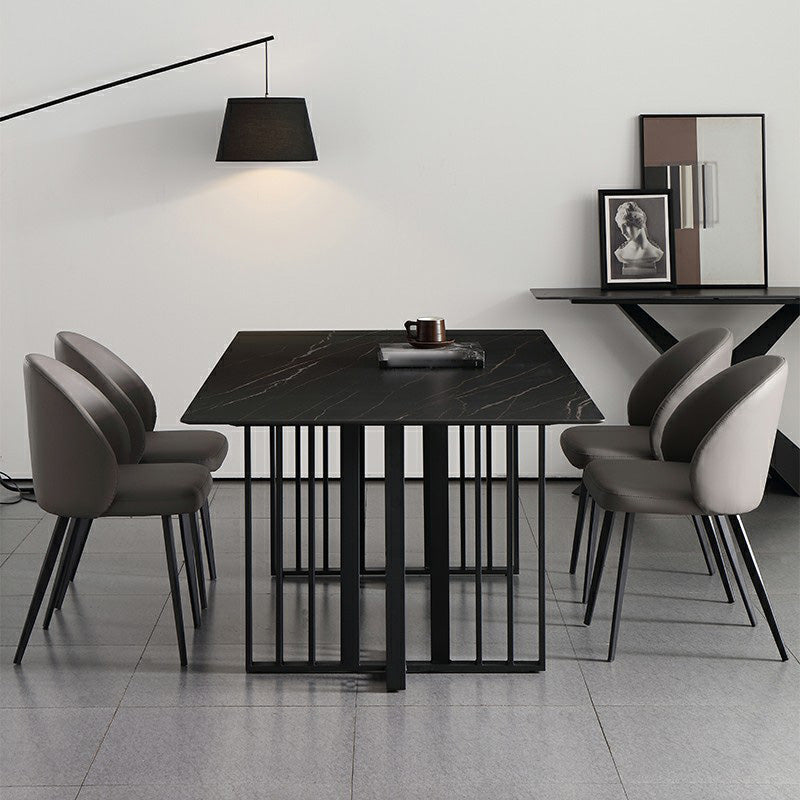 Minimalist Style Faux Leather Side Chair Upholstered Armless Dining Chairs for Home