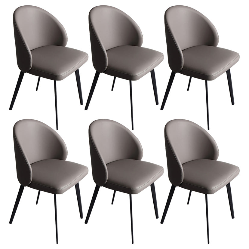 Minimalist Style Faux Leather Side Chair Upholstered Armless Dining Chairs for Home