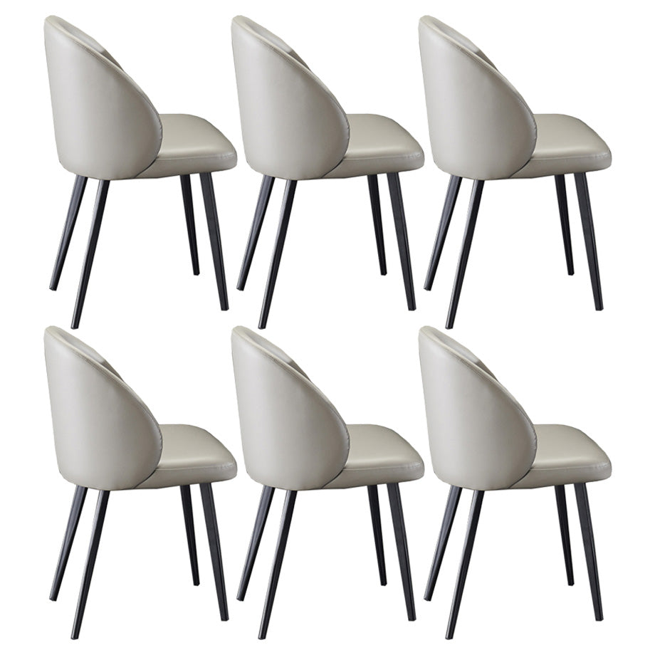 Minimalist Style Faux Leather Side Chair Upholstered Armless Dining Chairs for Home