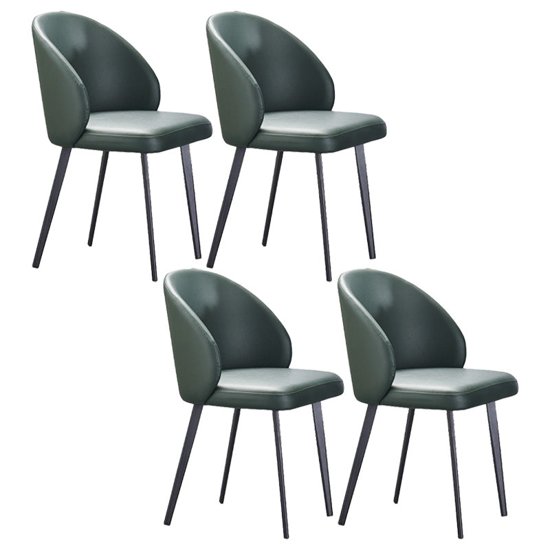 Minimalist Style Faux Leather Side Chair Upholstered Armless Dining Chairs for Home
