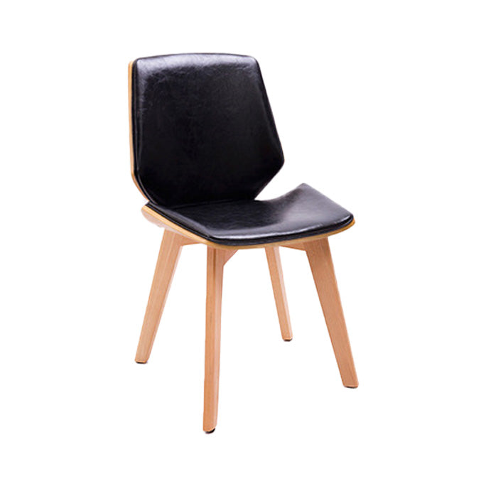 Home Contemporary Side Chair Solid Back Upholstered Wood Dining Room Chair