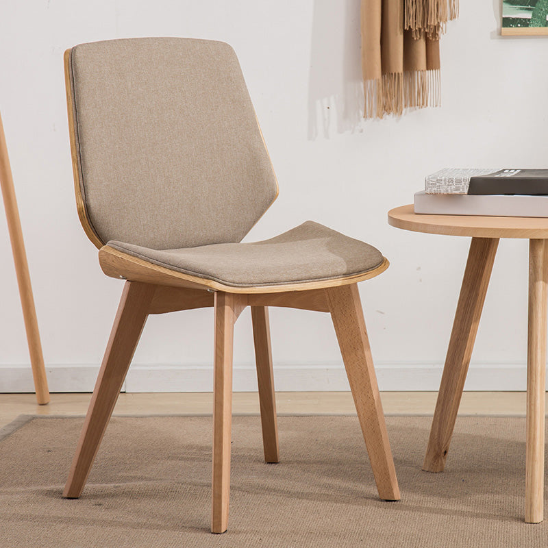 Home Contemporary Side Chair Solid Back Upholstered Wood Dining Room Chair