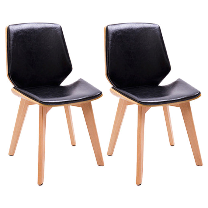 Home Contemporary Side Chair Solid Back Upholstered Wood Dining Room Chair