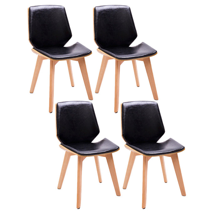 Home Contemporary Side Chair Solid Back Upholstered Wood Dining Room Chair