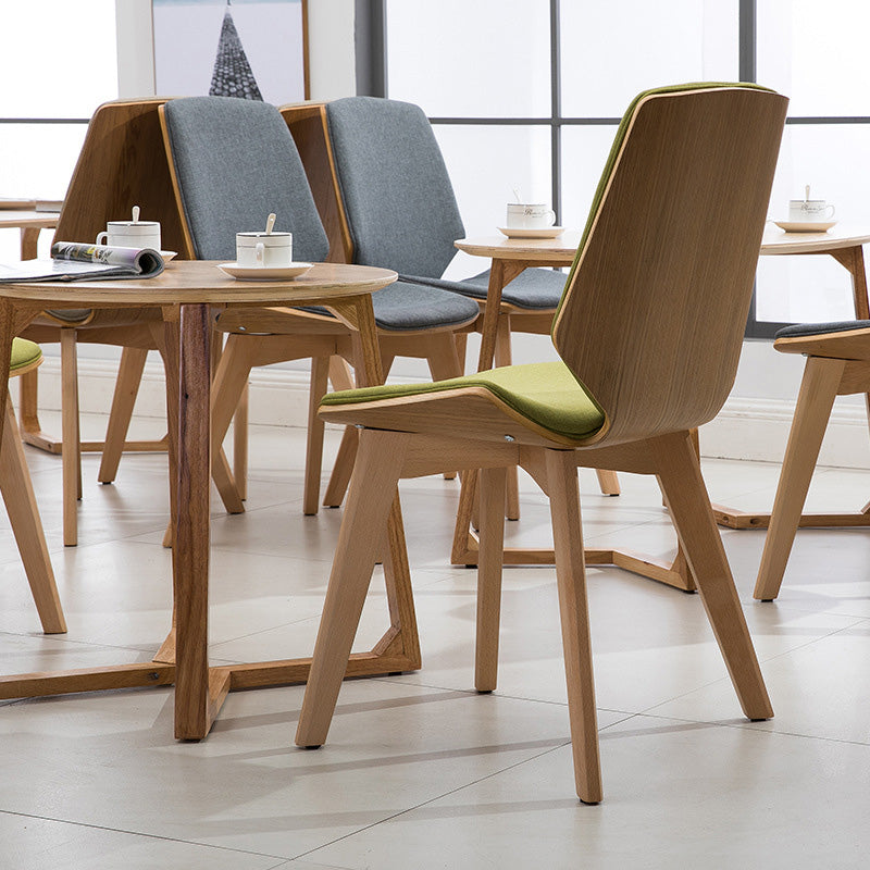 Home Contemporary Side Chair Solid Back Upholstered Wood Dining Room Chair