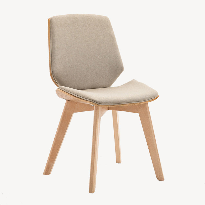 Home Contemporary Side Chair Solid Back Upholstered Wood Dining Room Chair