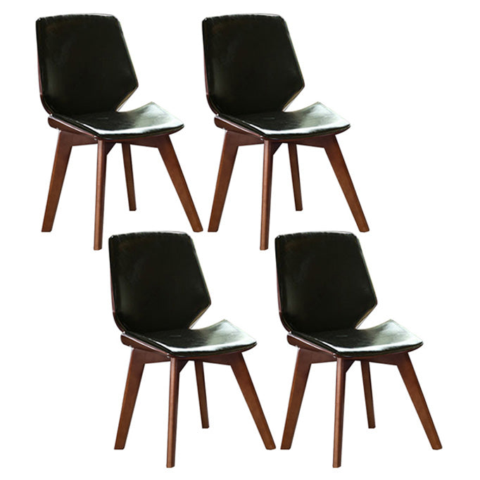 Home Contemporary Side Chair Solid Back Upholstered Wood Dining Room Chair