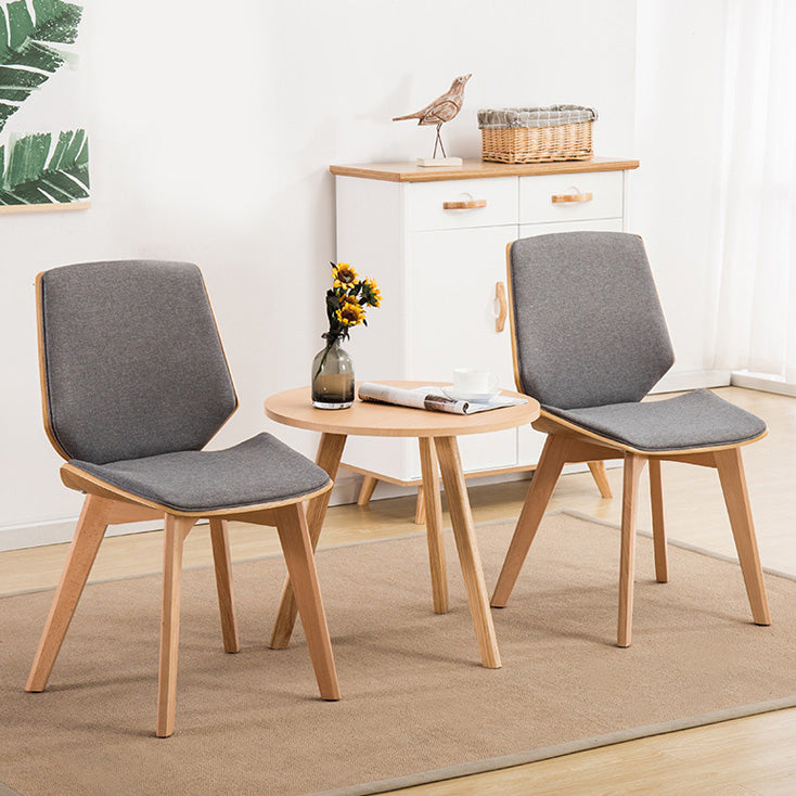 Home Contemporary Side Chair Solid Back Upholstered Wood Dining Room Chair