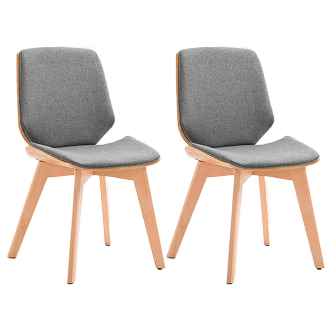 Home Contemporary Side Chair Solid Back Upholstered Wood Dining Room Chair