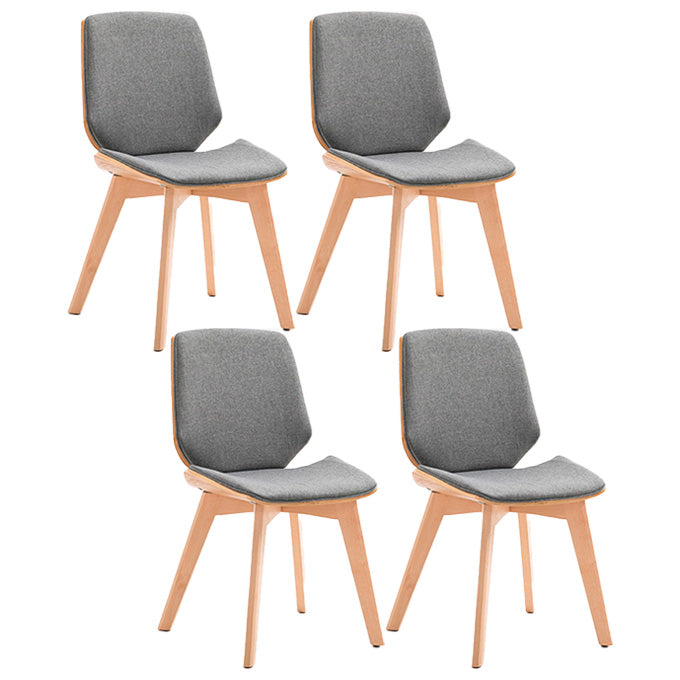 Home Contemporary Side Chair Solid Back Upholstered Wood Dining Room Chair