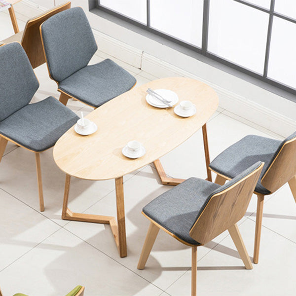 Home Contemporary Side Chair Solid Back Upholstered Wood Dining Room Chair