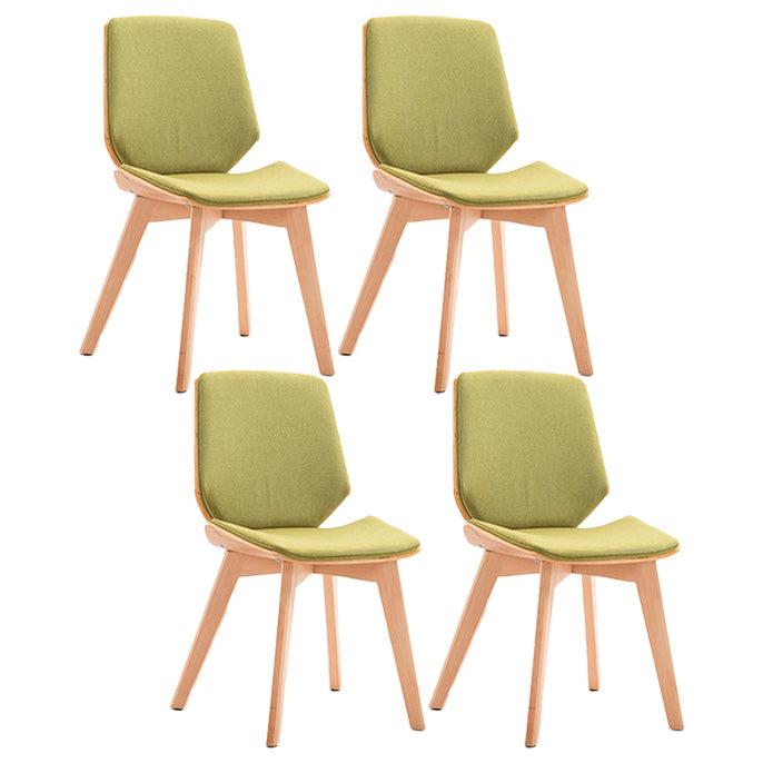 Home Contemporary Side Chair Solid Back Upholstered Wood Dining Room Chair