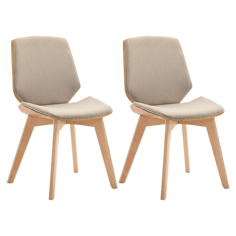Home Contemporary Side Chair Solid Back Upholstered Wood Dining Room Chair