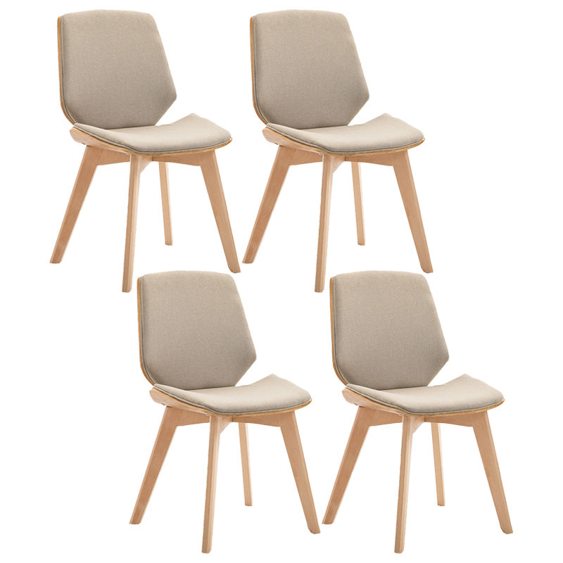 Home Contemporary Side Chair Solid Back Upholstered Wood Dining Room Chair