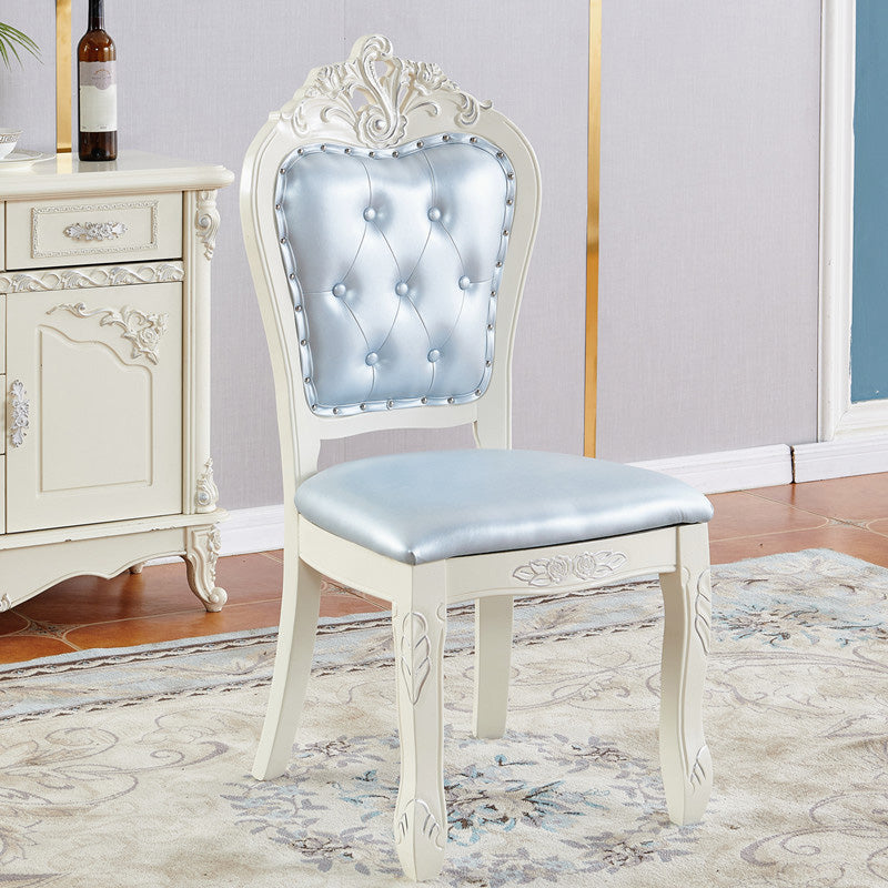 Chaise latérale rembourrée de restaurant de style européen, chaise de salle à manger ouverte blanche